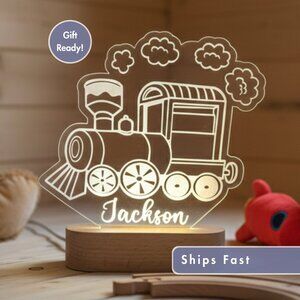 Train Custom Name Light • Personalized LED Cloud Decor • Baby Gift